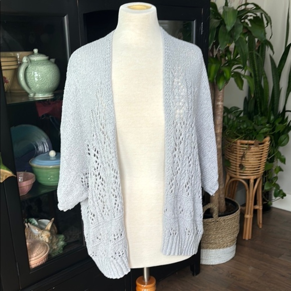 Knox Rose Light Grey Open-Knit Cardigan | Size M | NWT